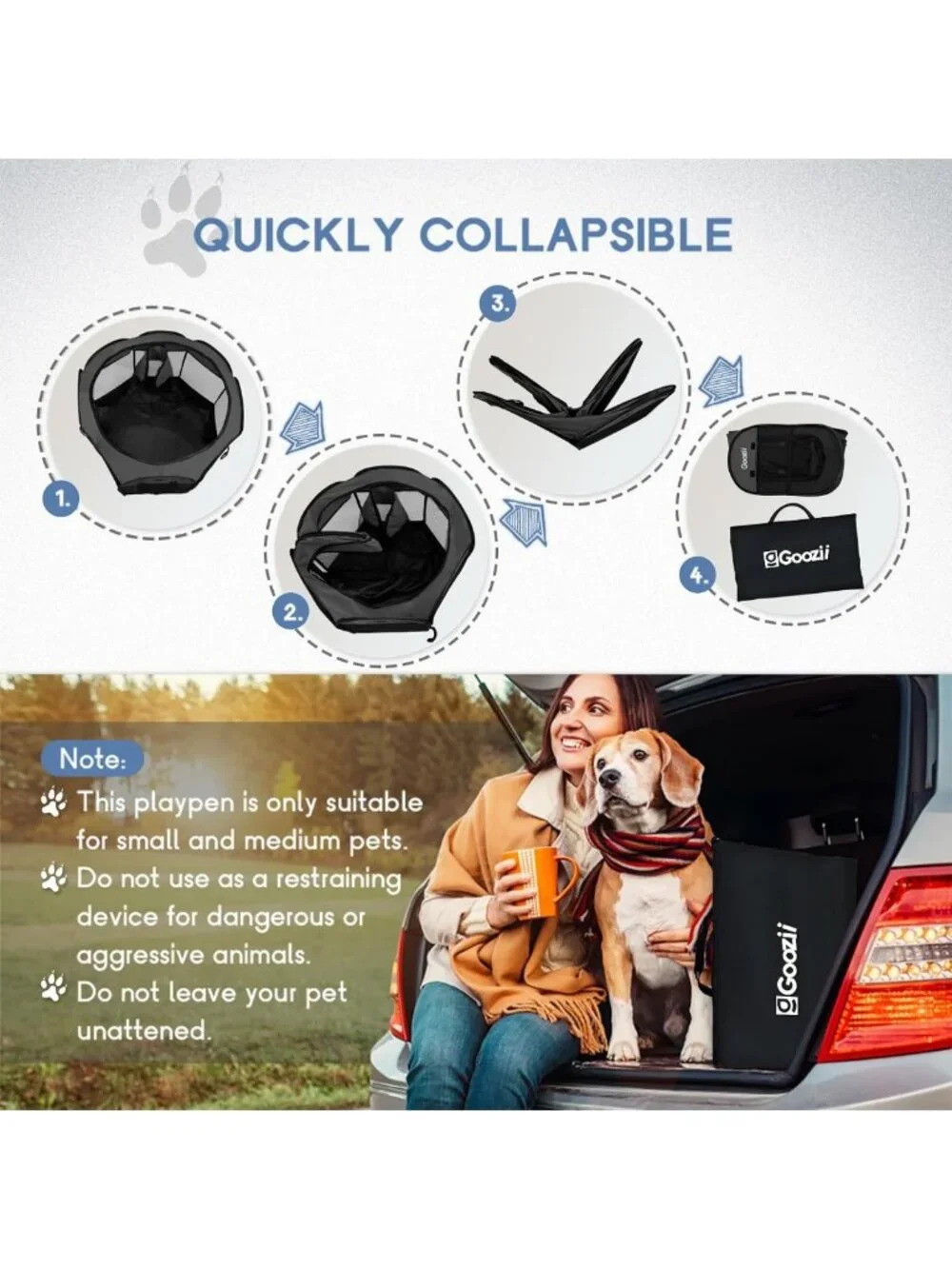 Portable Pet Playpen for Small Dogs & Cats - Foldable Indoor/Outdoor Tent
